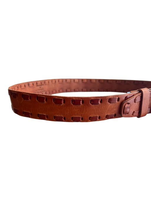 Streets Ahead Burnt Orange Leather Stitch Detail Square Buckle Belts Burnt Orange / Medium
