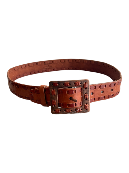 Streets Ahead Burnt Orange Leather Stitch Detail Square Buckle Belts Burnt Orange / Medium
