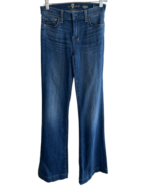 7 For All Mankind Size 26 Med Dark Wash Cotton Blend 5 Pocket Mid Rise Jeans Med Dark Wash / 26