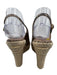 Jimmy Choo Shoe Size 38.5 Beige & Bronze Leather Espadrille Peep Toe Wedges Beige & Bronze / 38.5