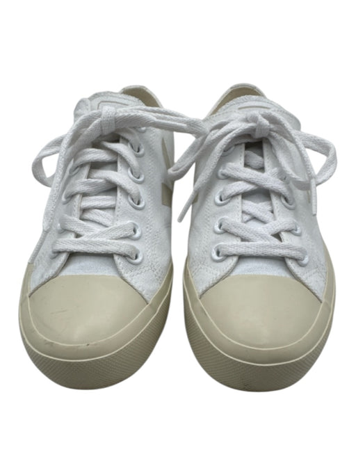 Veja Shoe Size 7 White & Beige Canvas Rubber lace up Sneakers White & Beige / 7