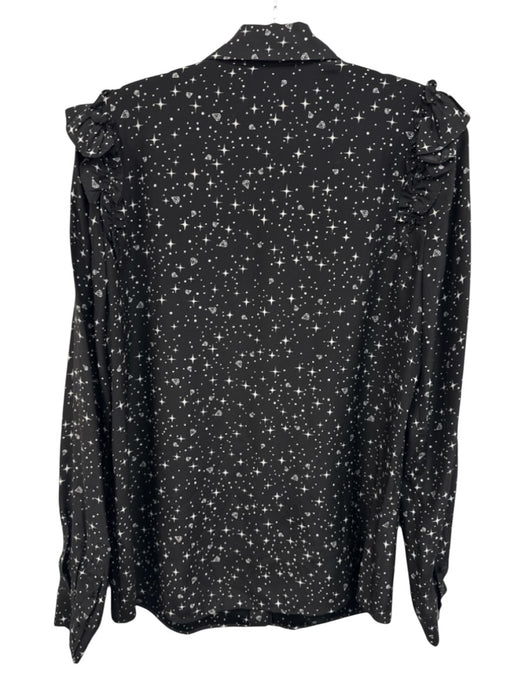 Frame Size M Black & White Silk Star Print Button Up Long Sleeve Top Black & White / M