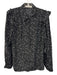 Frame Size M Black & White Silk Star Print Button Up Long Sleeve Top Black & White / M