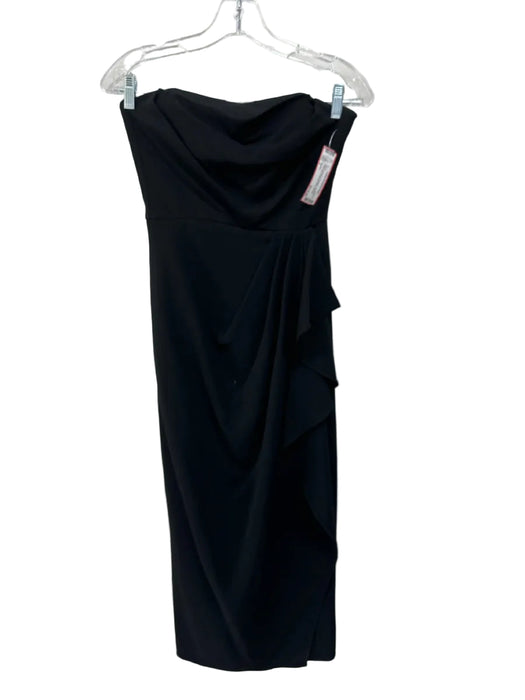Simkhai Size 2 Black Acetate & Polyester Strapless Cowl Neck Gathered Midi Dress