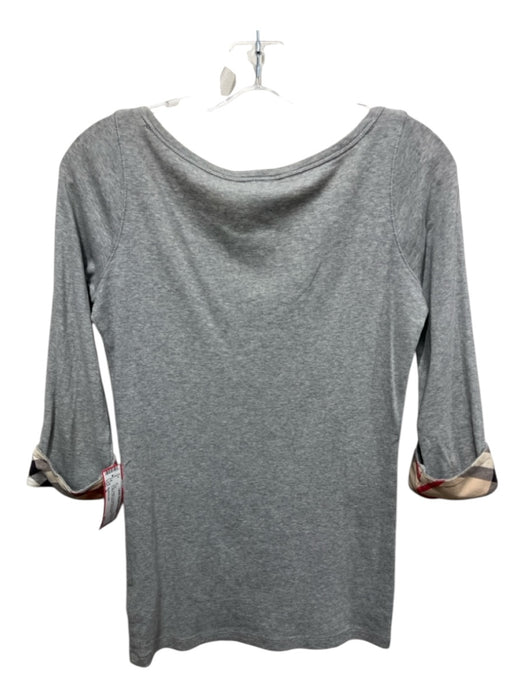 Burberry Brit Size S Gray Cotton Heathered Scoop Neck Cuffed 3/4 Sleeve Top Gray / S