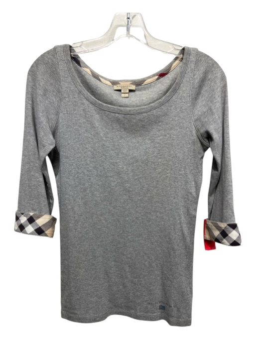Burberry Brit Size S Gray Cotton Heathered Scoop Neck Cuffed 3/4 Sleeve Top Gray / S