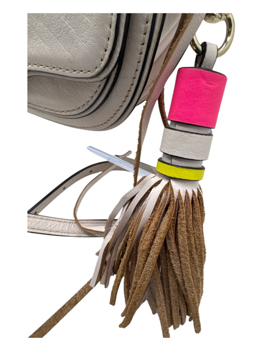 Rebecca Minkoff Beige Pink Leather Tassel Detail Solid Crossbody Flap Close Bag Beige Pink / S