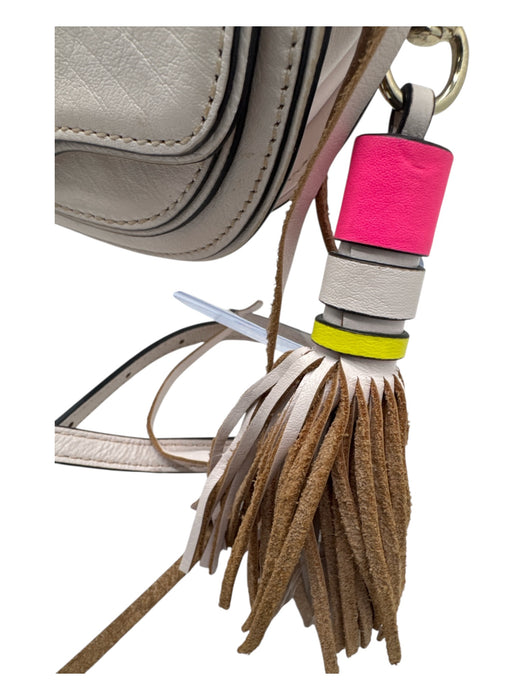 Rebecca Minkoff Beige Pink Leather Tassel Detail Solid Crossbody Flap Close Bag Beige Pink / S