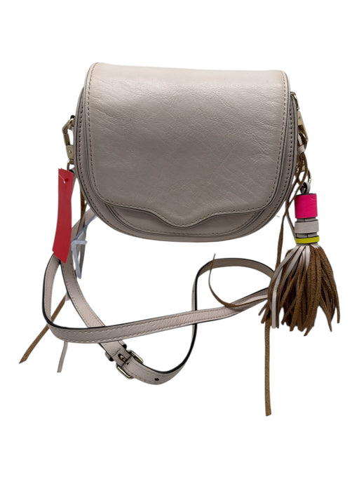 Rebecca Minkoff Beige Pink Leather Tassel Detail Solid Crossbody Flap Close Bag Beige Pink / S