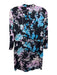 Diane Von Furstenberg Size 6 Black, Purple & Blue Silk Blend 3/4 Sleeve Dress Black, Purple & Blue / 6