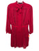 Karen Millen Size 6 Red Polyester 3/4 Sleeve Ruffle Detail Lace Accent Dress Red / 6