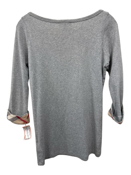Burberry Brit Size S Gray, Cream & Red Cotton 3/4 Sleeve Cuff Accent Top Gray, Cream & Red / S