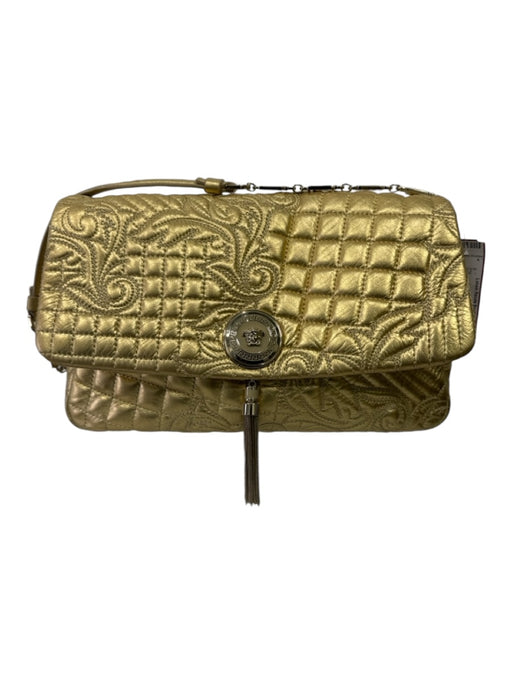 Versace Gold Leather Metallic Quilted GHW Shoulder Bag Gold / Medium