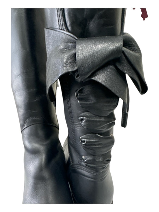 Valentino Shoe Size 39 Black Leather Back Bow Side Zip knee high Boots Black / 39