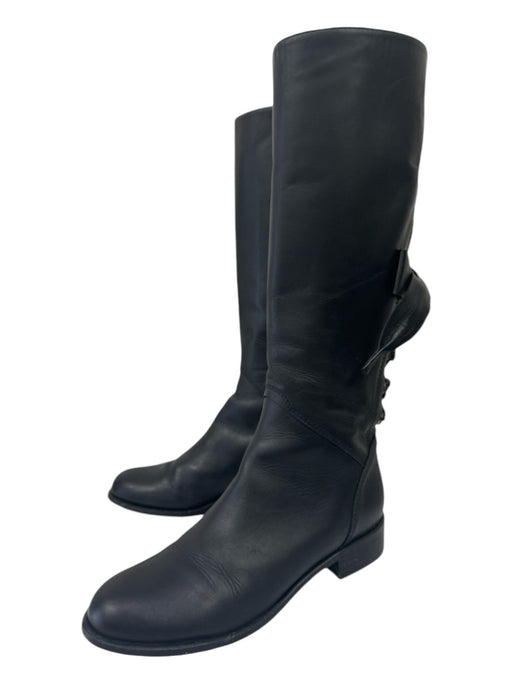 Valentino Shoe Size 39 Black Leather Back Bow Side Zip knee high Boots Black / 39