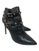 Valentino Shoe Size 39 Black Leather GHW Studded Buckle Heel Booties Black / 39