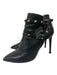 Valentino Shoe Size 39 Black Leather GHW Studded Buckle Heel Booties Black / 39