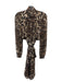 Badgley Mischka Size 0 Brown & Black Polyester Sheer Sleeves Animal Print Dress Brown & Black / 0