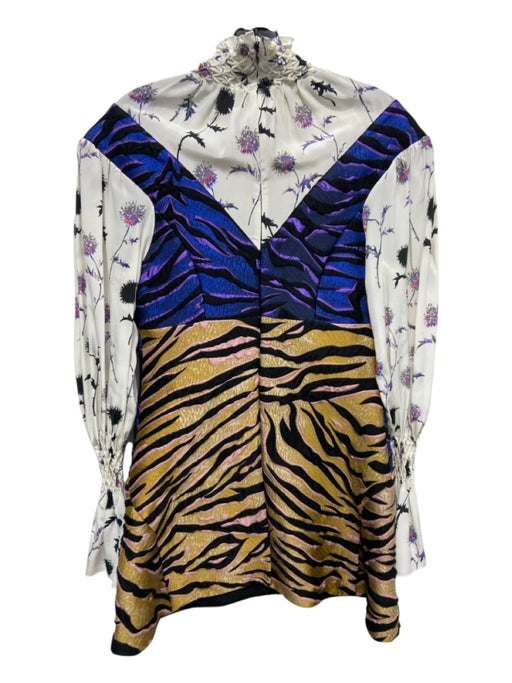 Kenzo Paris Size S / 38 Purple, Yellow, White Polyester Blend Floral Dress Purple, Yellow, White / S / 38