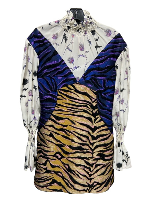 Kenzo Paris Size S / 38 Purple, Yellow, White Polyester Blend Floral Dress Purple, Yellow, White / S / 38