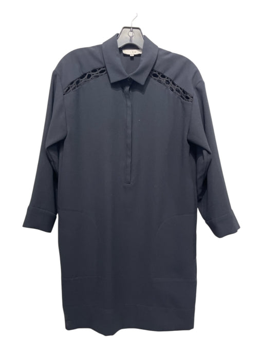 IRO Size XS / 34 Black Polyester Pockets Back Cut Out Half Snap 3/4 Sleeve Dress Black / XS / 34