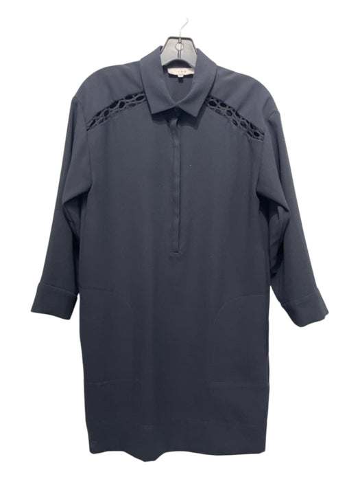 IRO Size XS / 34 Black Polyester Pockets Back Cut Out Half Snap 3/4 Sleeve Dress Black / XS / 34