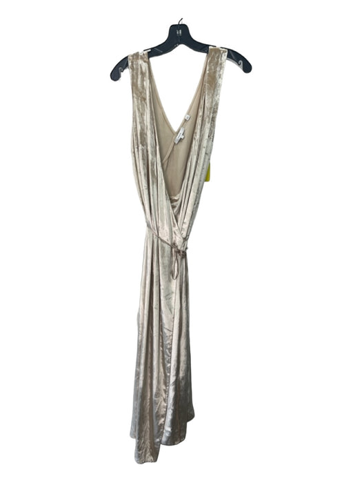 Vince Size L Beige Viscose & Silk Velvet Sleeveless Wrap Midi Dress Beige / L