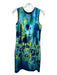 Elie Tahari Size 10 Blue & Green Polyester Abstract Sleeveless Knee length Dress Blue & Green / 10