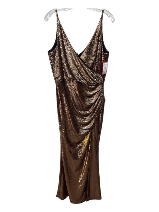Dress the Population Size L Gold & Black Nylon Sleeveless Fully Sequined Gown Gold & Black / L