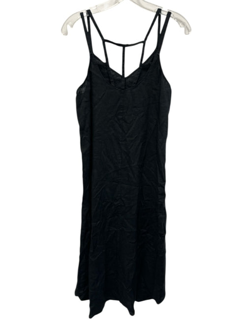 Antibes Blanc Size M Black Linen Sleeveless Cut Out Back Paneled Maxi Dress Black / M