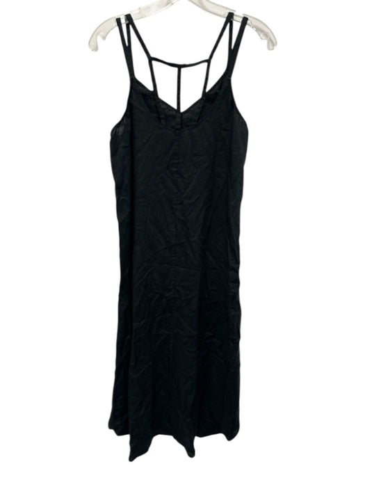 Antibes Blanc Size M Black Linen Sleeveless Cut Out Back Paneled Maxi Dress Black / M