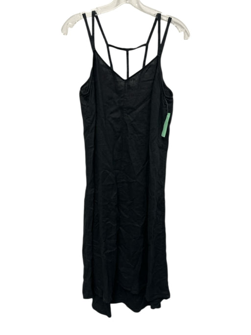 Antibes Blanc Size M Black Linen Sleeveless Cut Out Back Paneled Maxi Dress Black / M
