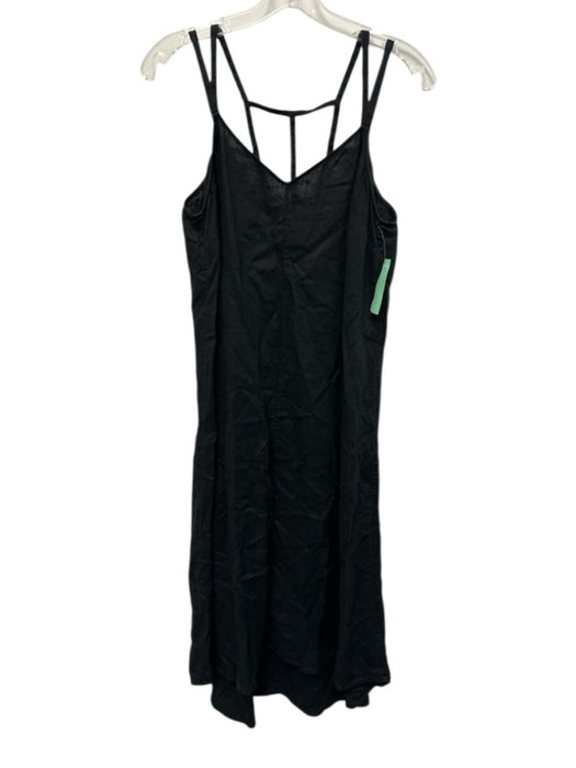 Antibes Blanc Size M Black Linen Sleeveless Cut Out Back Paneled Maxi Dress Black / M