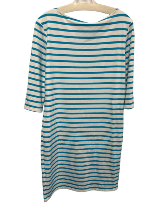 Saint James Size 42 / M Turquoise & White Polymide Wide Neck 3/4 Sleeve Dress Turquoise & White / 42 / M