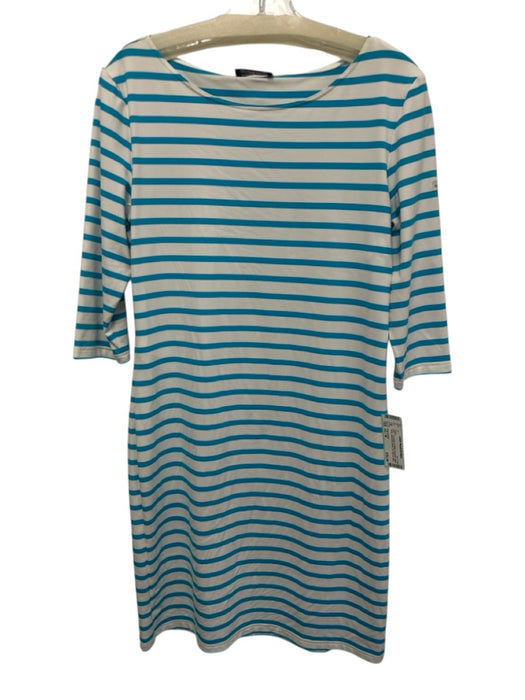 Saint James Size 42 / M Turquoise & White Polymide Wide Neck 3/4 Sleeve Dress Turquoise & White / 42 / M