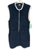 Kule Size XL Navy & white Cotton Blend Terry Cloth Trim Detail Zip Front Dress Navy & white / XL