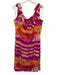 Escada Size 42 Fuchsia, Orange & White Silk Ruffle Cap Sleeve Tie Dye Dress Fuchsia, Orange & White / 42