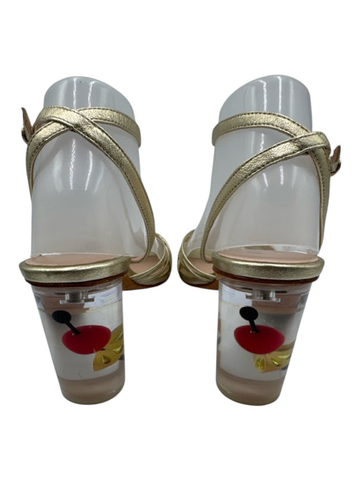 Kate Spade Shoe Size 9 Gold & Multi Leather Knot Detail Cherry & Lemon Sandals Gold & Multi / 9