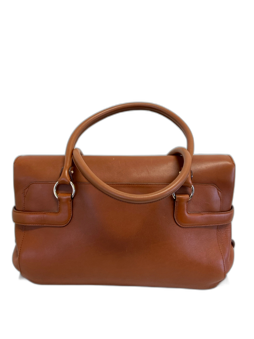Salvatore Ferragamo Brown Leather Gold hardware Buckle Detail Flap Closure Bag Brown / Medium