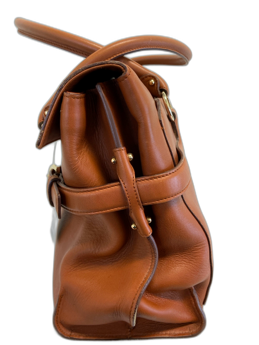 Salvatore Ferragamo Brown Leather Gold hardware Buckle Detail Flap Closure Bag Brown / Medium