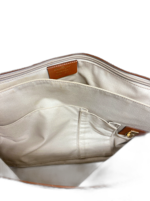 Salvatore Ferragamo Brown Leather Gold hardware Buckle Detail Flap Closure Bag Brown / Medium
