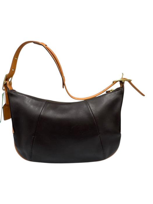 Coach Brown & Tan Leather Color Block Buckle Detail Gold Hardware Bag Brown & Tan / Small