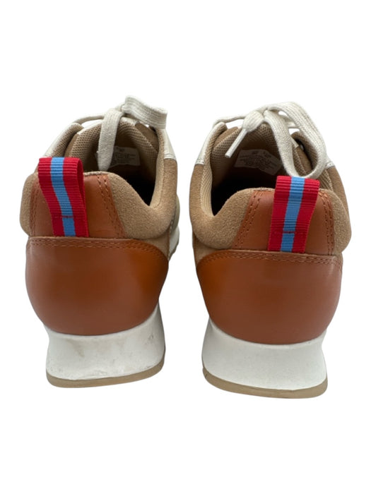 J. McLaughlin Shoe Size 9 Brown & Beige Leather & Fabric Upper lace up Sneakers Brown & Beige / 9