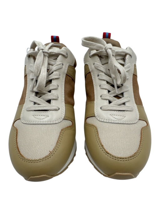 J. McLaughlin Shoe Size 9 Brown & Beige Leather & Fabric Upper lace up Sneakers Brown & Beige / 9