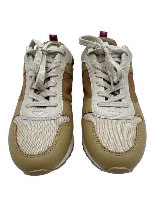 J. McLaughlin Shoe Size 9 Brown & Beige Leather & Fabric Upper lace up Sneakers Brown & Beige / 9