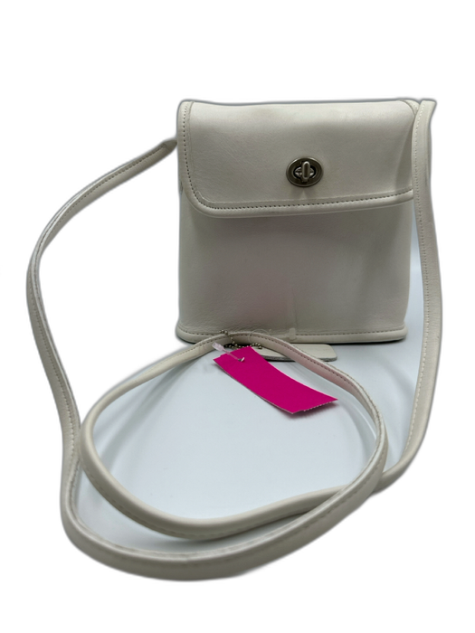 Coach White Leather Crossbody Flap Closure Twist Lock Bag White / S