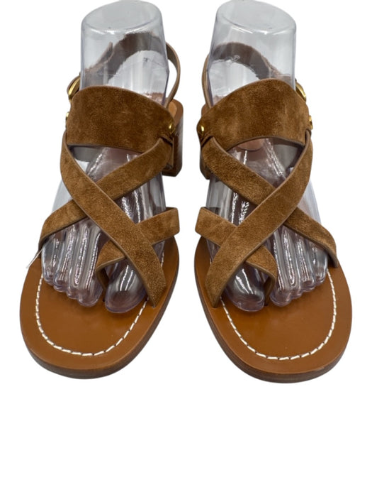 Veronica Beard Shoe Size 9 Brown Leather Slingback Buckle Stack Heel Sandals Brown / 9