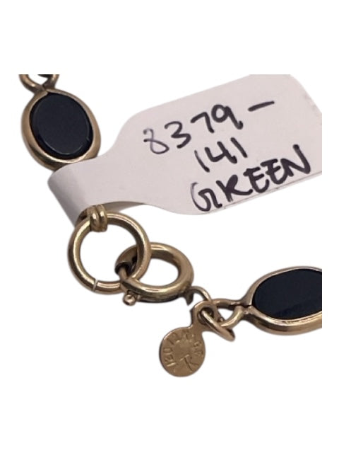 Gold & Black 12K Gold Filled Oval Onyx Links Spring Ring Clasp Bracelet Gold & Black