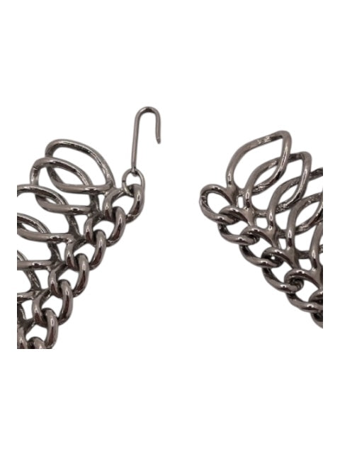 Silver Silver Tone Metal Circular Links Choker Hook & Eye Necklace Silver