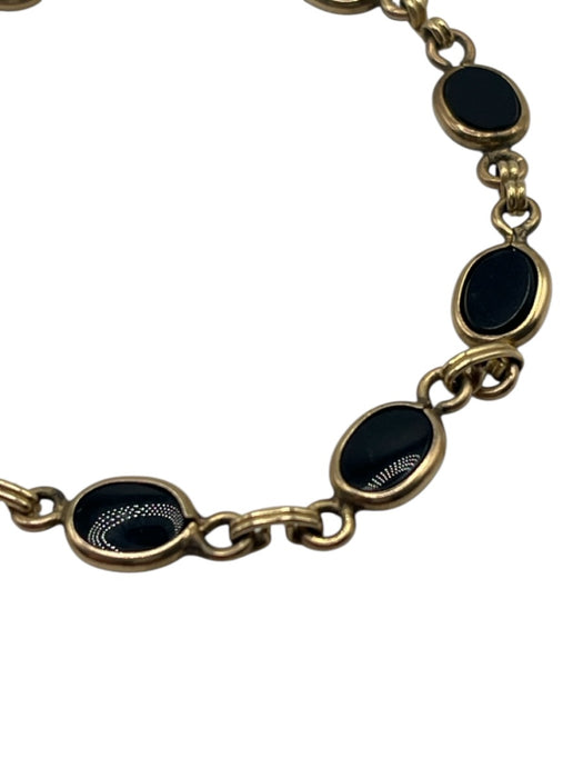Black & Gold 12K Gold Filled Onyx Oval Chain Lobster Clasp Bracelet Black & Gold